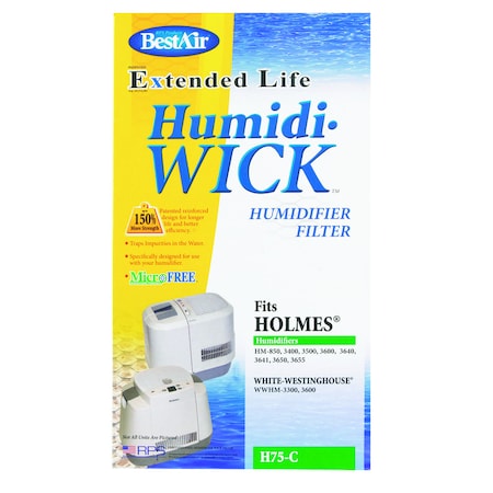 Bestair BestAir Humidifier Wick 1 pk For Holmes HM850/3400/3500/3501/3600/3607/3608/3640/3641/3650 H75-PDQ-4